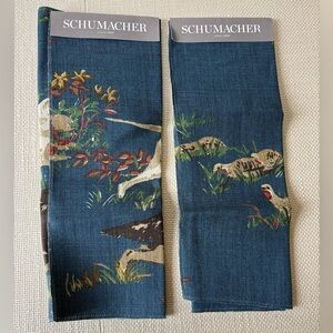 Schumacher Blue Patterned Fabric Samples.  “Pointers” in Indigo